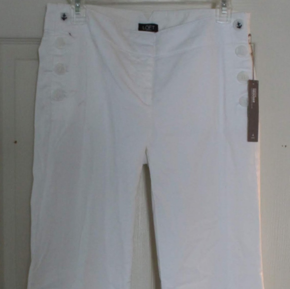 White Ann Taylor Loft slacks - nautical buttons